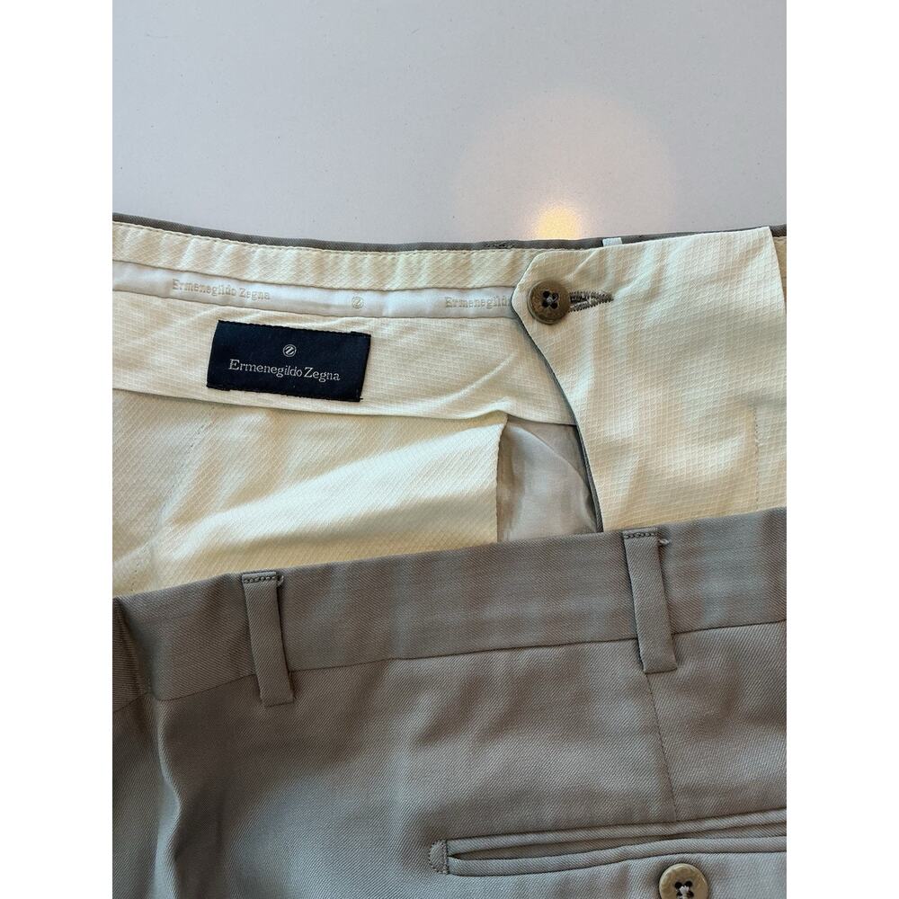 Ermenegildo Zegna Men’s Beige Wool Dress Pants Size 38x30 Cuffed - Picture 3 of 5
